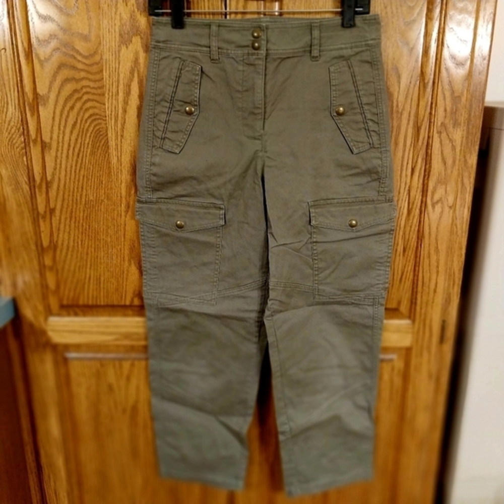 J.Crew Women's Size 4‎ Cropped Cargo Utility Pants Olive Green Multi Pocketed